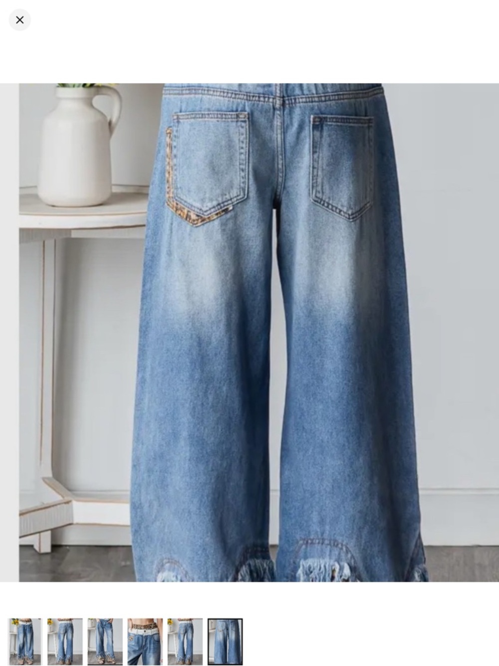 Oli & Hali Blue Wide-Leg Jeans with Leopard Trim - Picture 4 of 4